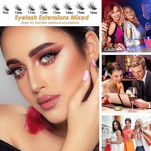 LIDENKORS Lash Clusters D Curl 40D 0.07D 260pcs 9-16mm Mix - Image 2