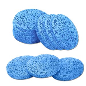Facial Sponges, 10 Pcs Compressed Reusable Cleansing Sponges for Daily Facial Cleansing and Exfoliating (Blue)