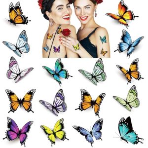 Butterfly Party Decorations Temporary Tattoos 3D Waterproof Fake Tattoos for Women Girls Daily Makeup Face Body Art PHOGARY 32 PCS