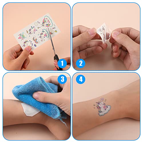 KINBOM 20 Sheets Kids Temporary Tattoos - Unicorn Dinosaur Designs - Image 2