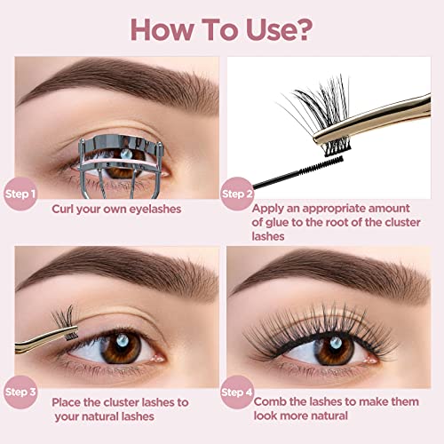 QUEWEL Lash Extension Kit, Clusters Bond & Seal, Applicator Tool, Glue Remover, Natural Look (FDD-H01-kit) - Image 73