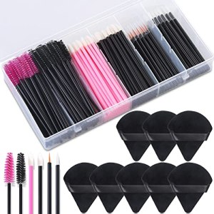 Disposable Makeup Applicator Kit with Triangle Puffs, Mascara Wands, Lip Applicators, and Eyeliner Brushes
