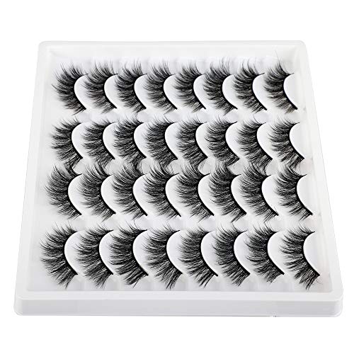 JIMIRE Cat Eye False Eyelashes Wispy 3D Faux Mink Lashes Fluffy Crossed Volume 16 Pairs - Image 24