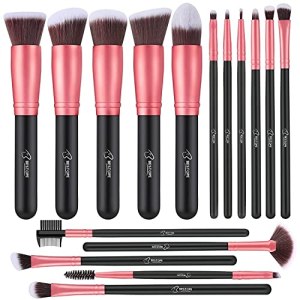 BESTOPE Makeup Brushes 16 PCs Premium Synthetic Foundation Blending Face Powder Blush Eye Shadows Make Up Brushes Kit (Rose Golden)