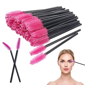 Mascara Wands 50Pcs Pink Eyelash Brushes Disposable Makeup Applicators Kit