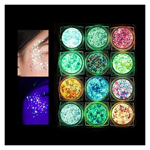 Glitter Gel Makeup, Iridescent Glitter Set 12 Colours, Glitter Powder Kit, Face Nails Eyes Lips Hair Body