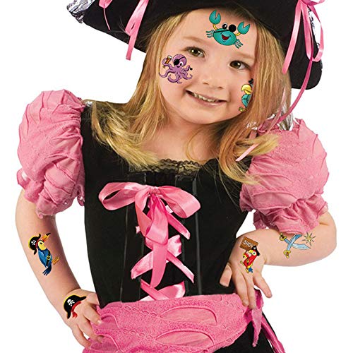 Pirate Temporary Tattoo (96Pcs) Neverland Pirates Cannon Powder Jake Captain Sticker for Kids Boys Girls - Image 2