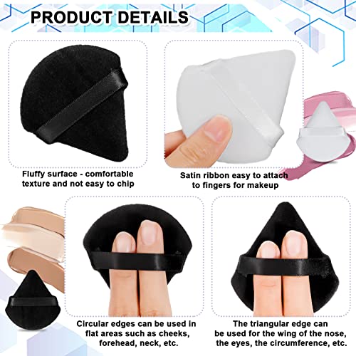 KLEBREIS 12 Pieces Makeup Powder Puff, Soft Face Triangle Puff, Black & White, 7x6.5 cm - Image 2