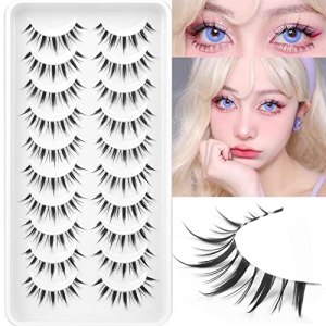 Manga Lashes Natural Looking False Eyelashes 14mm 10 Pairs Wispy Mink Eye Lashes