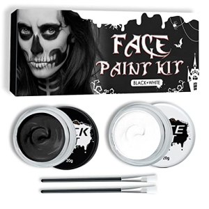 Black White Face Body Paint, Halloween Clown Cosplay SFX Makeup, Adults Special Effects Kit