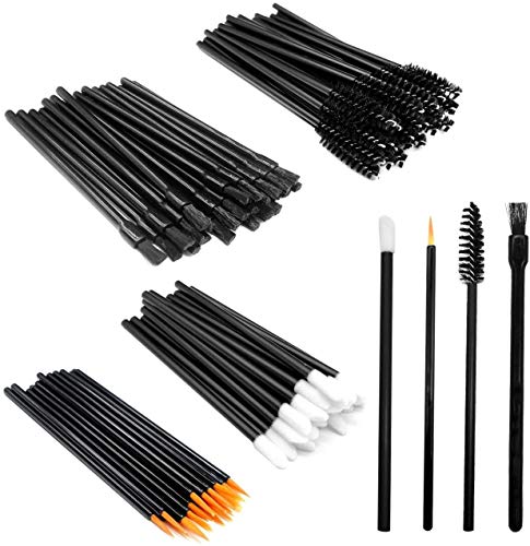 "Disposable Makeup Applicators Kit, 100pcs, 4 Styles, Mascara, Lipstick, Eyeliner Brushes"