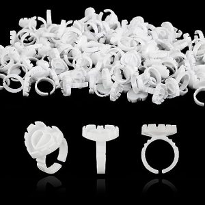 MIYUANGKJ Lash Glue Ring, 300PCS Disposable Lash Adhesive Rings (White)