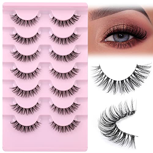 JIMIRE Faux Mink Eyelashes Russian Strip Natural Look Wispy Light 13MM 7 Pairs - Image 5