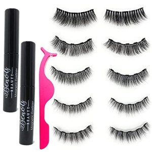 Benols Beauty 5 Pairs Silk Fake Lashes & 2 Magnetic Eyeliner Set – 3D Natural Look
