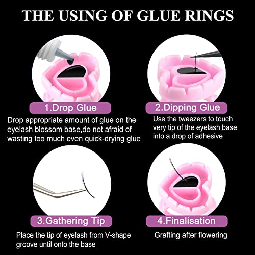 Glue Rings 100PCS for Eyelash Extensions Disposable Lash Glue Holder Pink - Image 3