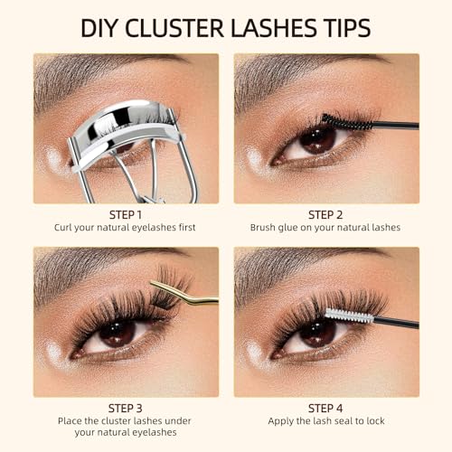 QUEWEL Lash Extension Kit, Clusters Bond & Seal, Applicator Tool, Glue Remover, Natural Look (FDD-H01-kit) - Image 61