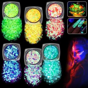 Body Glitter Gel, 6 Colors Glowing Gel for Face, Hair, Lips, Halloween, Parties, Christmas