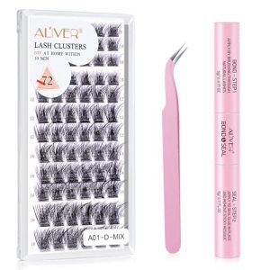 Lash Bond and Seal for Eyelash Extensions, 72pcs Lash Clusters Tweezer Waterproof Long-Lasting DIY