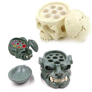 Tattoo Ink Cup Holder - 2Pcs Hard Skull Resin Stand Microblading & Tattoo Accessories