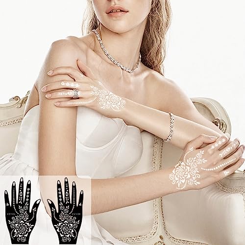 PPVWEY 20 Sheets Henna Tattoo Kit Stencil for Hand, Reusable Temporary Airbrush Tattoo Stencils - Image 3