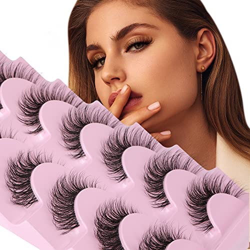 JIMIRE Faux Mink Eyelashes Russian Strip Natural Look Wispy Light 13MM 7 Pairs - Image 14