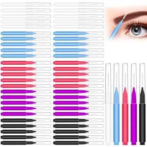 50Pcs Micro Eyebrow Brush, Multifunctional Eyelash Comb Brush with Cap, Portable Brow Lamination Brush Lash Eyebrow Brush for Eyebrows, Brow Brushes for Eyebrows Eyelash Extensions Tool, 5 Colors CANIPHA