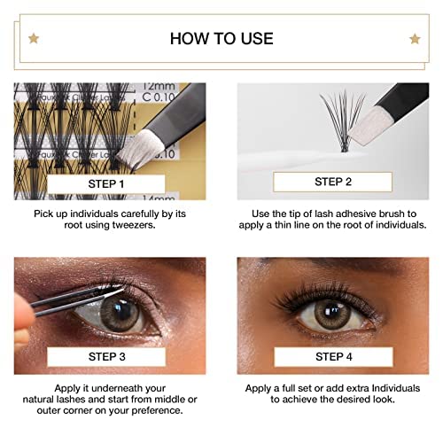 LASHVIEW Eyelash Extension Kit, Faux Mink Cluster Lashes, Individual Lashes, Glue & Tweezers - Image 3
