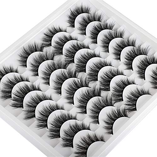 JIMIRE Cat Eye False Eyelashes Wispy 3D Faux Mink Lashes Fluffy Crossed Volume 16 Pairs - Image 23
