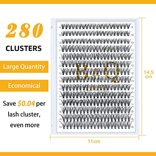 Lash Clusters 280 Pcs 40D-0.07D-9-15MIX B&Q LASH Individual Lashes C D Curl Eyelash Clusters Soft Volume - Image 39