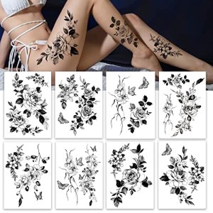 Large Flower Temporary Tattoos for Women Thigh Chest Stomach 17 * 24cm