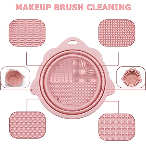 Makeup Brush Cleaning Mat, Set of 3, Efficient Cleaning, Quick Drying, Portable and Convenient, Pink - Image 2