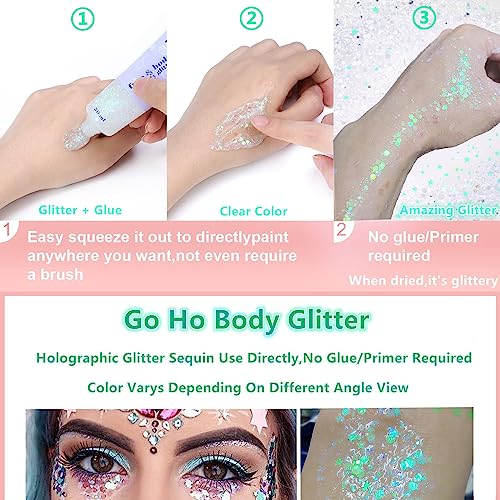 Mysense White Glitter Gel & 423 Adhesive Face Gems Rhinestones Set - Image 4