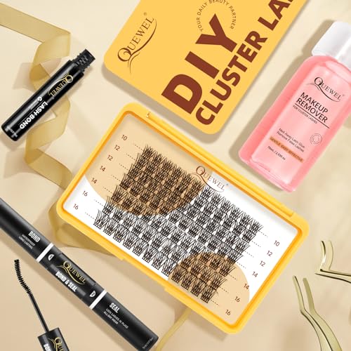QUEWEL Lash Extension Kit, Clusters Bond & Seal, Applicator Tool, Glue Remover, Natural Look (FDD-H01-kit) - Image 106