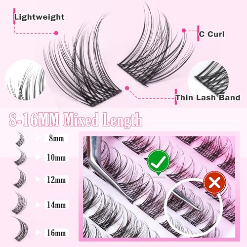 Fluffy Eyelash Extension Kit Volume Lash Clusters 10-18mm 100D DIY Lash Extension Kit - Image 3
