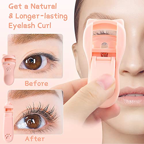 Mini Eyelash Curler Cat Claw Professional Lash Curler Tool with Extra Silicone Replacement Pads Pink - Image 4