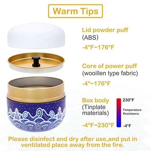 FAMALL Large Powder Puff for Body Powder with Container, Soft and Durable (Blue) - Image 2
