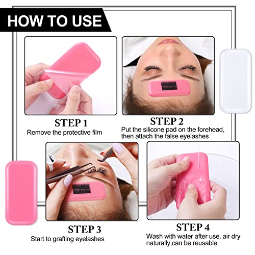 Eyelash Extension Silicone Pads, MAGEFY 8 Pcs Reuseable Lashes Holder (Pink + Transparent) - Image 3