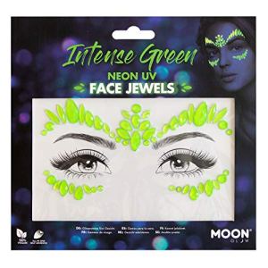 Neon UV Face Jewels, Crystal Make up Eye Glitter Stickers, Intense Green
