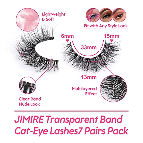 JIMIRE Faux Mink Eyelashes Russian Strip Natural Look Wispy Light 13MM 7 Pairs - Image 13