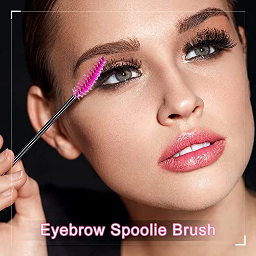 Mascara Wands 50Pcs Pink Eyelash Brushes Disposable Makeup Applicators Kit - Image 3