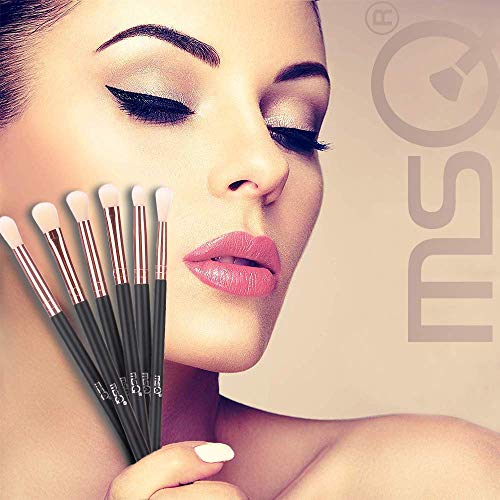 MSQ Eye Brushes Set 6pcs Eyeshadow Eyebrow Makeup Brushes for Women/Girls Rose Gold, Skin-Touch Material - Image 3