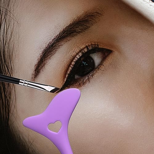 2pcs Silicone Eyeliner Aid Stencils and Fine Angled Eyeliner Brush Set, Purple, LUTER - Image 4