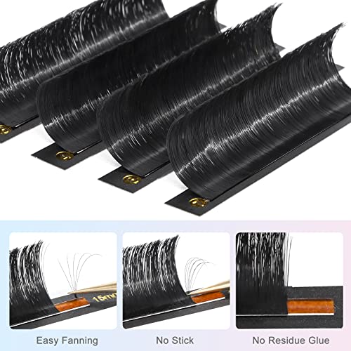 Easy Fan Volume Eyelash Extension (0.07 D, mix 8-15mm) Self Fanning Russian Mega, Black DF touchjoy 1 count - Image 3