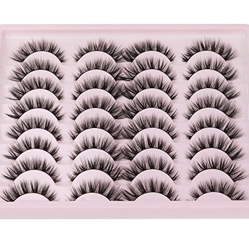 JIMIRE Cat Eye False Eyelashes Wispy 3D Faux Mink Lashes Fluffy Crossed Volume 16 Pairs - Image 8