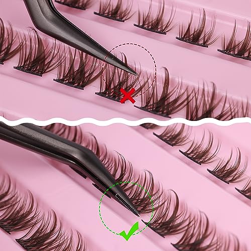 Brown Lash Clusters DIY Eyelash Extension 8~16MM Natural Look Wispy Individual Lashes - Image 4