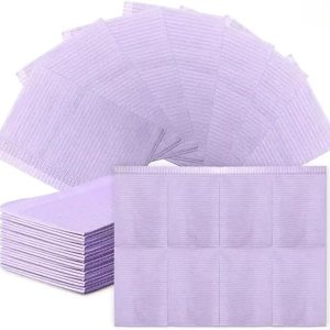Amira Beauty Disposable Dental Bibs 13" X 18" Waterproof 3-ply Tattoo Bib (Purple, 50 Pieces)