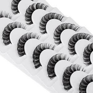 JIMIRE Faux Mink Eyelashes Russian Strip Natural Look Wispy Light 13MM 7 Pairs