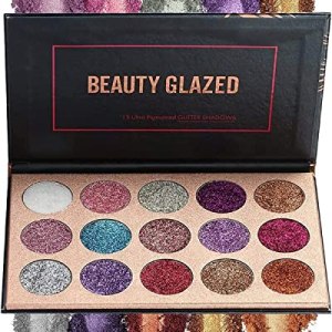 15-Color Glitter Eyeshadow Palette, Shimmer Pigment Makeup - Long-Lasting