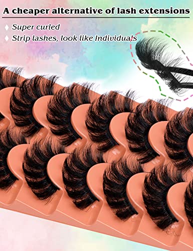 Fluffy Mink Eyelashes 8D 20mm C Curl Pack 10 Pairs Wispy Full Reusable - Image 6