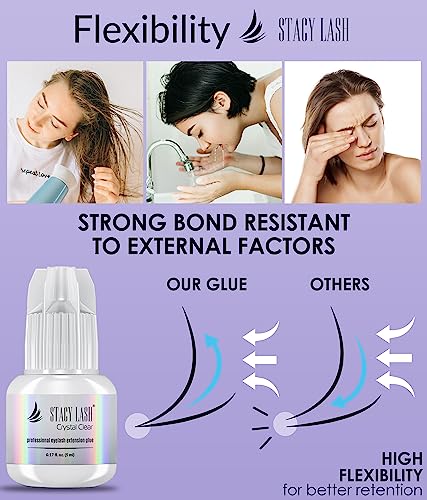 Crystal Clear Eyelash Extension Glue - Stacy Lash (0.17fl.oz / 5ml) 1 Sec Drying Time, 8 Weeks Retention, Professional Use Only - Image 5